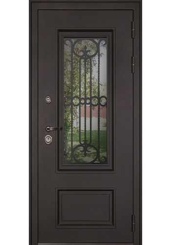 Стальная дверь "Аляска" с окном и лазерной резкой (терморазрыв)